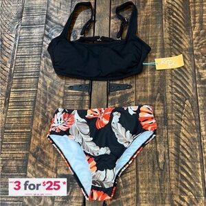 Kona Sol black tropical bikini size small